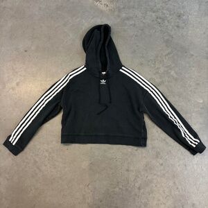 Adidas Women Black  Stripped  Cropped Top Hoodie S size